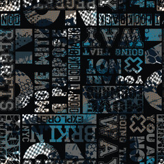 Seamless abstract sport pattern . Grunge background for textile, sport wear, graphic tees and more. 
