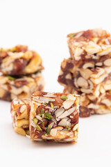 Khajur Barfi Or Khajoor Dry Fruits Burfi Made Of Dates, Anjeer, Kaju, Cashew Nuts, Raisins, Kismis, Pista, Poppy Seeds, Almonds, Pistachio, Badam, Mawa Are Rich In Dietary Fiber, Proteins And Vitamins