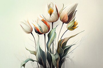 bouquet of tulips, watercolor, AI Generated
