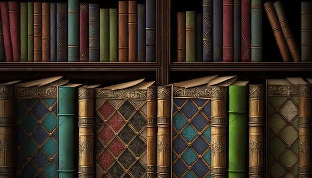  a book shelf filled with lots of books next to a window filled with lots of books on top of it's sides and a clock on top of the bookshelf.  generative ai