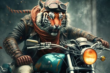 Vicious Tiger Biker, Unbroken Form, and Motorcycle Generative AI	