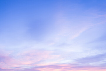 Sky with soft and fluffy pastel pink and blue colored clouds. Sunset background. Nature. sunrise....