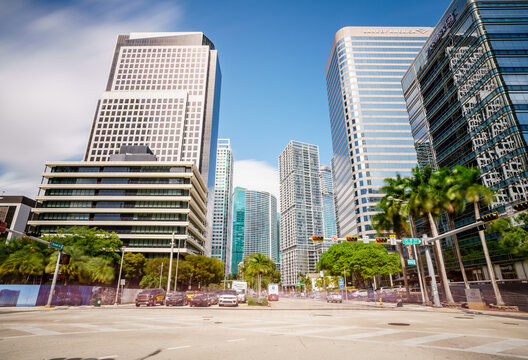 Long exposure photo Miami Brickell Downtown business district