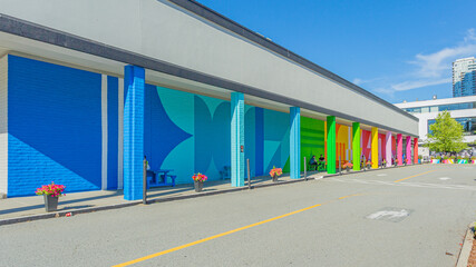 Colorful wall print of The City of Lougheed Shopping Centre entrance 