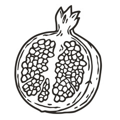 Pomegranate fruit fruit or exotic eco element for vegetarian menu. Organic nature ingredient for food market.