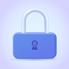 Padlock with keyhole. Protection, antivirus, access, privacy, firewall concept. 3d vector icon for web site, banner, landing page, print. Lock three dimensional illustration.
