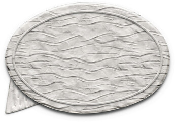 White textured plasticine speech bubble. Isolated hand drawn illustration