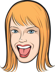 laughing young woman isolated head - PNG image with transparent background