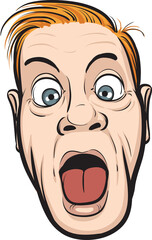 surprised man face isolated head - PNG image with transparent background