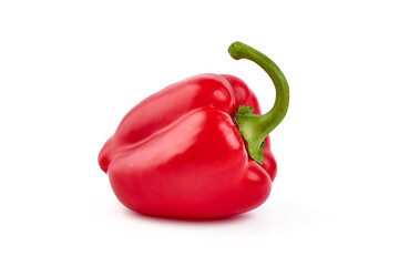 Red ripe bell peppers, isolated on white background.