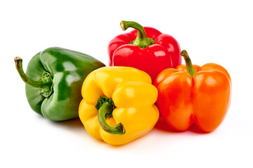 Bell pepper mix, isolated on white background.