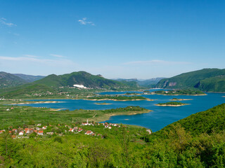 View over the lake Ramsko in Bosnia and Herzegovina. Travel destination. Rural tourism. 