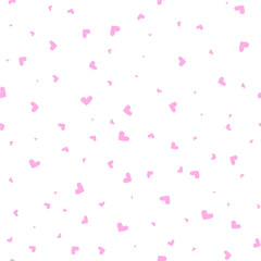 Fototapeta na wymiar Vector illustration. Seamless pattern with hand drawn hearts scattered randomly. Festive background for Valentine's Day, birthday, women's day and wedding design. Wallpaper, gift wrapping, textiles.