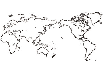 筆で描いた世界地図のベクター素材