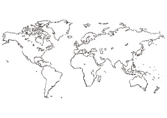 筆で描いた世界地図のベクター素材