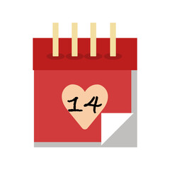 isolated valentines calendar with hearth symbol on white background