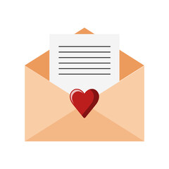 isolated valentines letter with heart symbol on white background