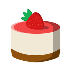 isolated valentines cake with strawberry on white background