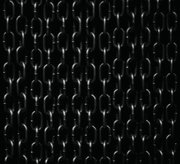 Obraz premium Chains isolated on black background. Background of chains on a black background. Anchor Chain. Curtain of old chain-link. Background of metal chains on black background, old used chain