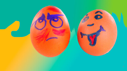 Easter eggs on a blue background