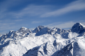 Fototapeta na wymiar View from the slope of Mount Elbrus, Caucasus Mountains.