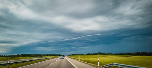 the road on which the car travels