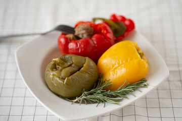 stuffed peppers with meat and vegetables. useful lunch
