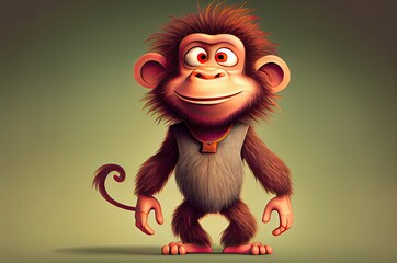 Fototapeta premium Baboon Adorable Caricature Generative AI