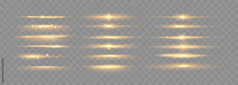 Poster Set of shining sparkles and lens flares. Glowing lights isolated on transparent background. Vector illustration