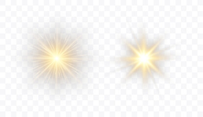 Set of Shine glowing stars. Vector Golden Sparks isolated. - obrazy, fototapety, plakaty