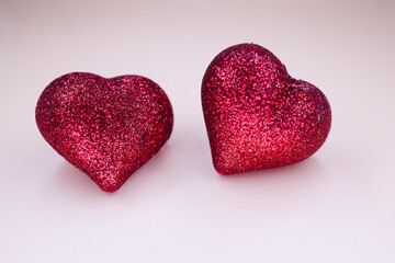 two hearts shape on the plain background
