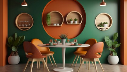 Modern interior design of cafe area

