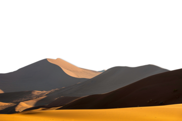 Namibian red sand dunes isolated on a transparent background