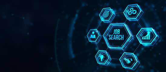 Internet, business, Technology and network concept.Job Search human resources recruitment career. 3d illustration.