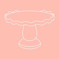 Cartoon birthday glass empty cake stand on pink background. Colorful cartoon vector illustration. - 570429542