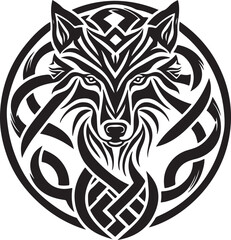 Vector illustration of wolf head with ornament © serdjo13