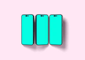 Render of realistic smartphones for application and mobile website design presentation. 3D render