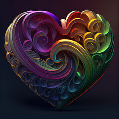 A heart made of rainbows, colorful heart, pride, love illustration design. Generative AI