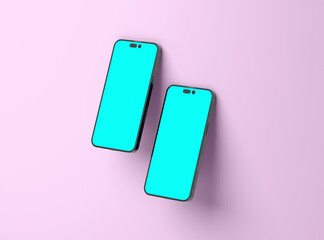 Render of realistic smartphones for application and mobile website design presentation. 3D render