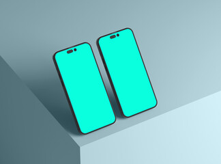 Render of realistic smartphones for application and mobile website design presentation. 3D render