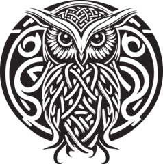 Foto op Canvas Black and white line art of owl head. Good use for symbol, mascot, icon, avatar, tattoo,T-Shirt design, logo or any design. © serdjo13