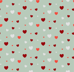 Seamless romantic pattern with colorful hearts. Vintage hearts background for holidays.
