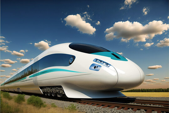 future of long-distance travel trains, concept of High-Speed Rail and Maglev Trains, created with Generative AI technology