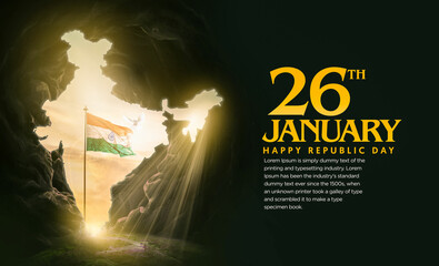 26 January- Happy Republic Day of India celebration. 3d illustration