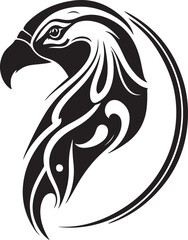 Fototapeta premium Parrot Head Logo with ornament. Line Art Illustration