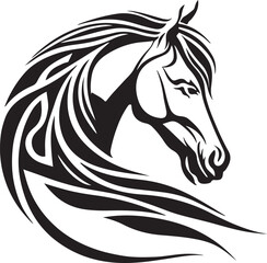 Vector silhouette of a horses head with ornament