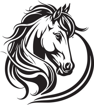 recommend clip art: Vector silhouette of a horses head with ornament