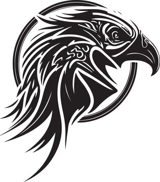 recommend clip art: Parrot Head Logo with ornament. Line Art Illustration