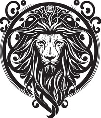 Lion ethnic graphic style with celtic ornaments. Vector illustration