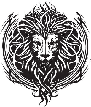 Lion ethnic graphic style with celtic ornaments. Vector illustration